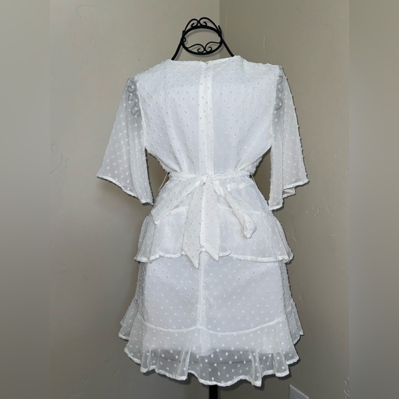 Altar’d State Small White Clip Dot Half Sleeve Mini Dress - Picture 4 of 4